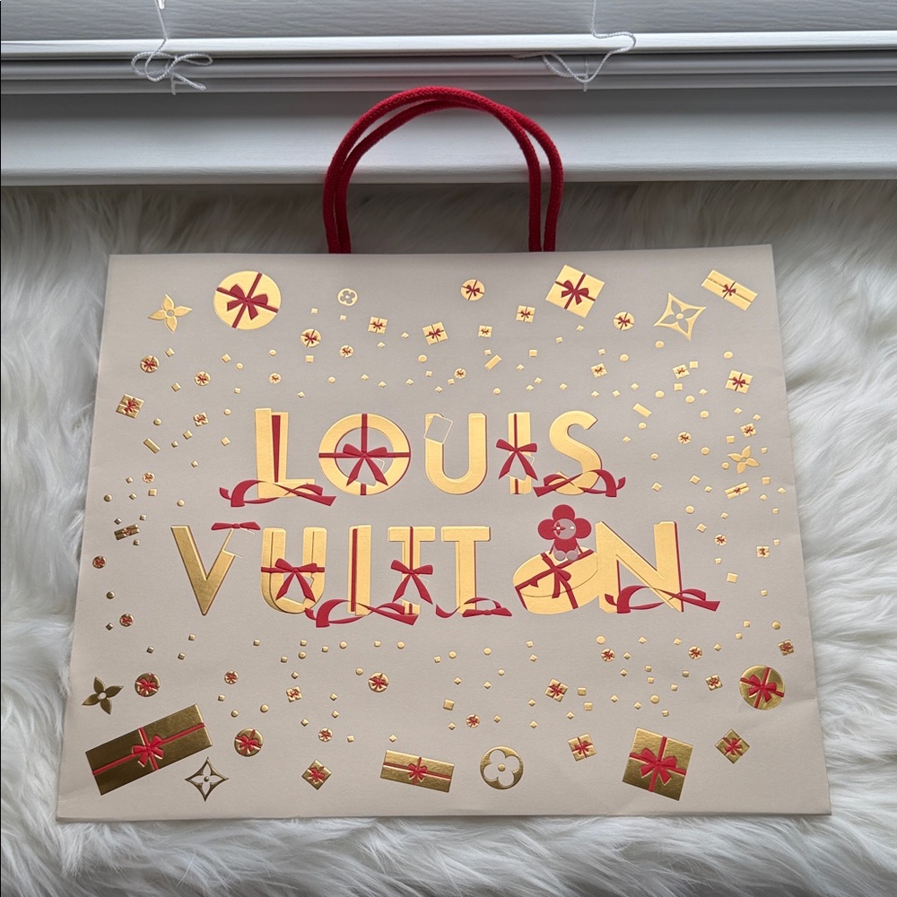 Louis Vuitton Cream and Red Shopping Bag